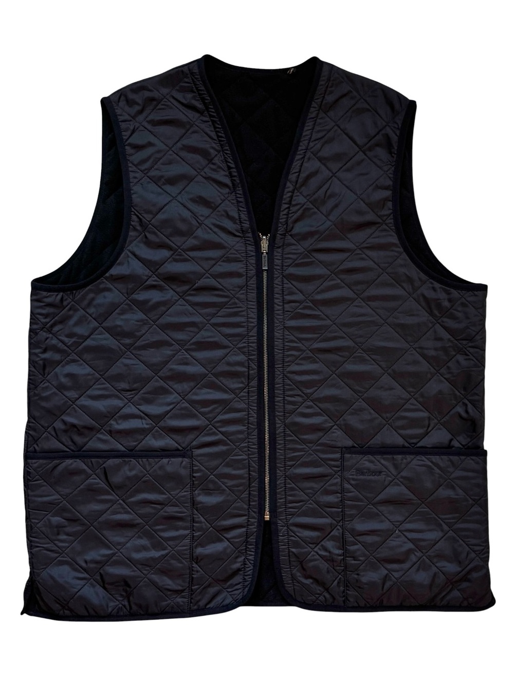 Barbour Vest Mens XL Black Polarquilt Zip In Liner Waistcoat Quilted Full Zip